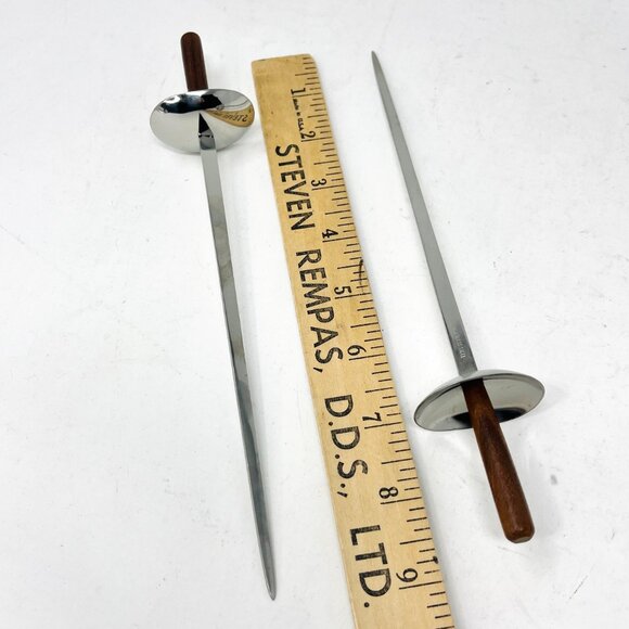 Vintage [6] Stainless Steel Sword Skewers MCM Cocktail Swizzle Sticks Fondue - Picture 7 of 7